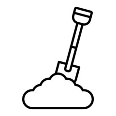 Shovel Vector Outline Icon Isolated On White Background