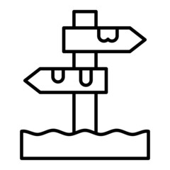 Direction Sign Vector Outline Icon Isolated On White Background