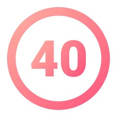 Vector Speed Limit 40 Glyph Gradient Icon Design
