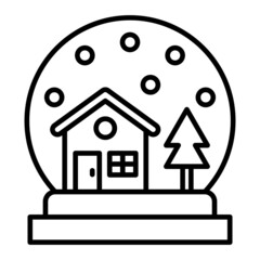 Snow Globe Vector Outline Icon Isolated On White Background