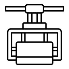 Ski Lift Vector Outline Icon Isolated On White Background