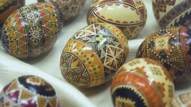 Slavic Easter Eggs With Traditional Ornament (Western Ukraine) Close-Up