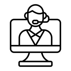 Customer Service Vector Outline Icon Isolated On White Background