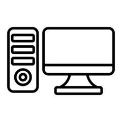 Computer Vector Outline Icon Isolated On White Background