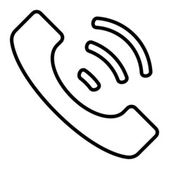 Phone Call Vector Outline Icon Isolated On White Background