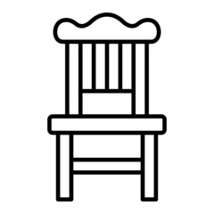 Chair Vector Outline Icon Isolated On White Background