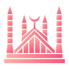  Vector Faisal Mosque Glyph Gradient Icon Design
