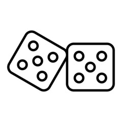 Dice Vector Outline Icon Isolated On White Background