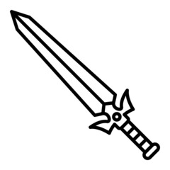 Sword Vector Outline Icon Isolated On White Background