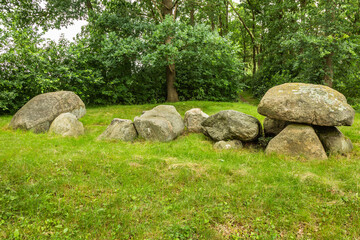 Dolmen D32 a construction work from the new stone age in the Dutch province of Drenthe made of boulders brought in from Scandinavia with glaciers in the ice age
