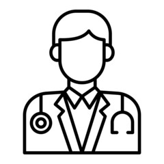 Doctor Vector Outline Icon Isolated On White Background