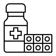 Medicine Vector Outline Icon Isolated On White Background