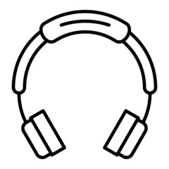 Headphone Vector Outline Icon Isolated On White Background