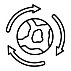 Globe Vector Outline Icon Isolated On White Background