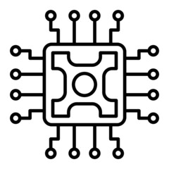 Chip Vector Outline Icon Isolated On White Background