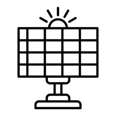 Solar panel Vector Outline Icon Isolated On White Background