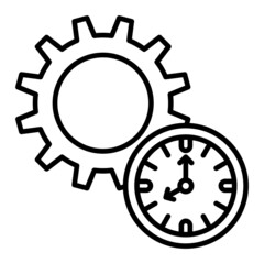 Time Management Vector Outline Icon Isolated On White Background