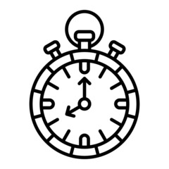 Chronometer Vector Outline Icon Isolated On White Background