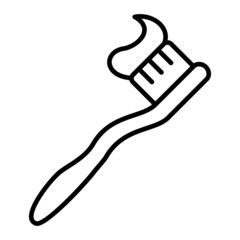 Tooth brush Vector Outline Icon Isolated On White Background