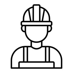 Worker Vector Outline Icon Isolated On White Background