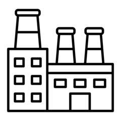 Factory Vector Outline Icon Isolated On White Background