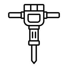 Jackhammer Vector Outline Icon Isolated On White Background
