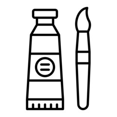 Paint Tube Vector Outline Icon Isolated On White Background