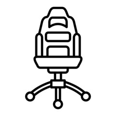 Gaming Chair Vector Outline Icon Isolated On White Background
