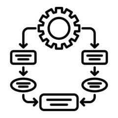 Workflow Vector Outline Icon Isolated On White Background