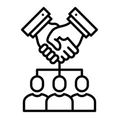 Collaboration Vector Outline Icon Isolated On White Background