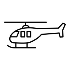 Helicopter Vector Outline Icon Isolated On White Background