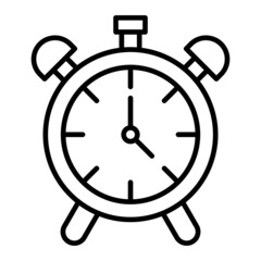 Alarm Clock Vector Outline Icon Isolated On White Background