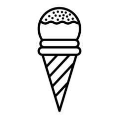 Ice Cream Vector Outline Icon Isolated On White Background