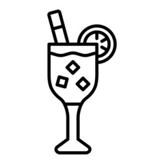 Cocktail Vector Outline Icon Isolated On White Background