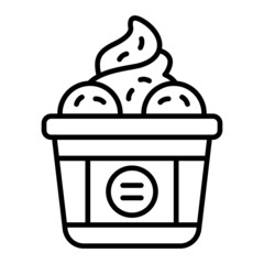 Ice Cream Vector Outline Icon Isolated On White Background