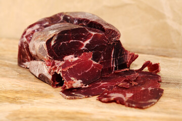 Cecina de Leon, salted and air dried beef from Leon province, local speciality
