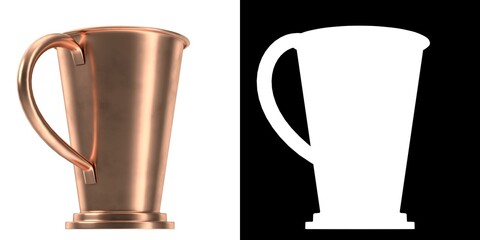 3D rendering illustration of a copper mug cup