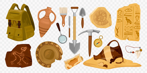Archeology Icons Transparent Set © Macrovector