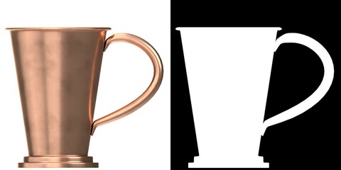 3D rendering illustration of a copper mug cup