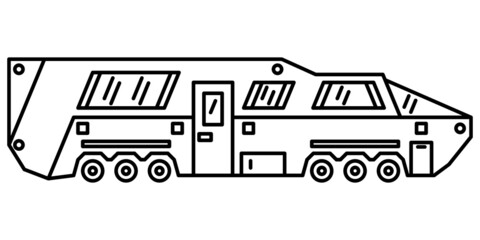 A very large motorhome. Motorhome for traveling a large family, many people. A vehicle for relaxing outside.Vector icon, outline, isolated