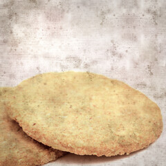 square stylish old textured paper background with round baked oatcakes