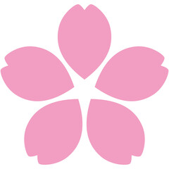 ピンクの5枚の花びらの桜シルエットのイラスト