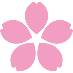 ピンクの5枚の花びらの桜シルエットのイラスト