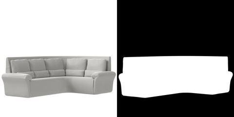 3D rendering illustration of a couch sofa