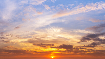 Natural phenomena background of sky and cloudy sunrise in the morning