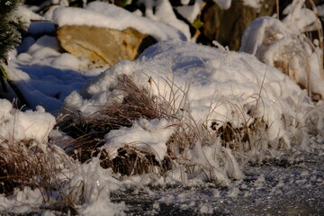 Beautiful winter snow formations - 477854134