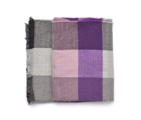 Folded soft plaid woolen scarf