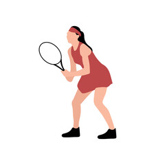 Obraz na płótnie Canvas Woman playing tennis - Tenniswoman - Various pose of tennis isolated on a light background - Vector illustration