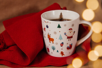 red cup of coffee christmas mood
