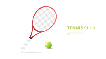 Tennis ball with Tennis racket isolated on white background ,  Flat Modern design , Illustration Vector  EPS 10